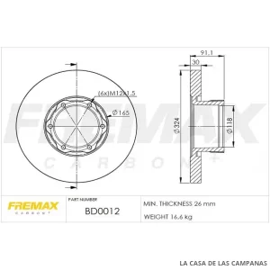 BD0012 DISCO DE FRENO DELANTERO