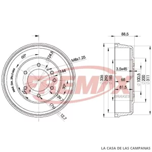 BD0022 CAMPANA DE FRENO TRASERO