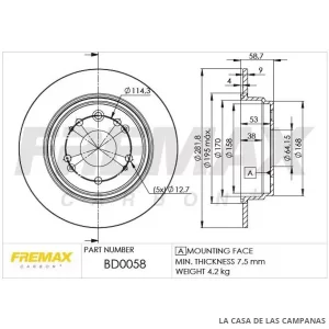 BD0058 DISCO DE FRENO TRASERO
