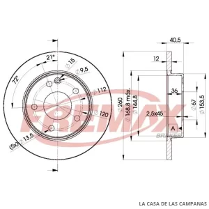BD0112 DISCO DE FRENO DELANTERO