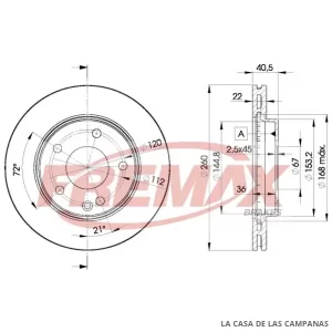 BD0113 DISCO DE FRENO DELANTERO