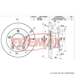 BD0180 DISCO DE FRENO DELANTERO