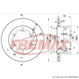 BD0185 DISCO DE FRENO TRASERO