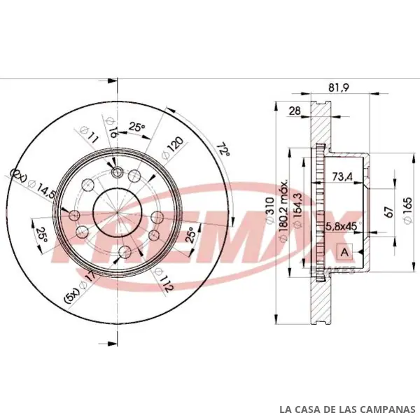 BD0312 DISCO DE FRENO DELANTERO
