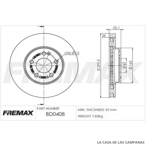 BD0408 DISCO DE FRENO DELANTERO