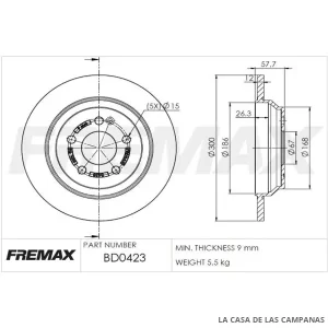 BD0423 DISCO DE FRENO TRASERO