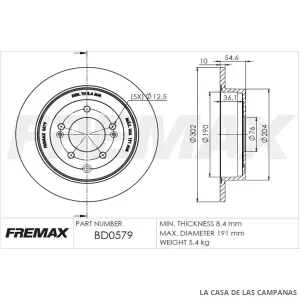 BD0579 DISCO DE FRENO TRASERO