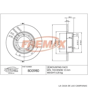 BD0980 DISCO DE FRENO TRASERO
