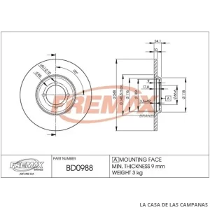 BD0988 DISCO DE FRENO DELANTERO