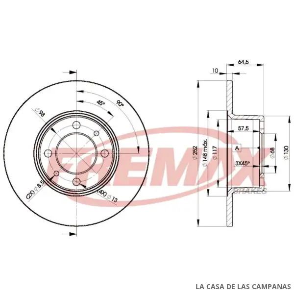BD1070 DISCO DE FRENO DELANTERO
