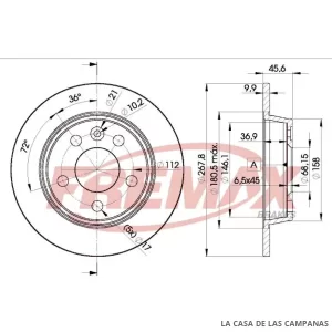 BD1094 DISCO DE FRENO TRASERO