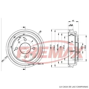 BD1103 CAMPANA DE FRENO TRASERO