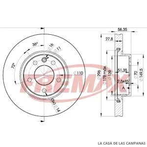 BD1134 DISCO DE FRENO DELANTERO