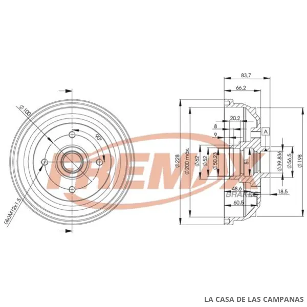 BD1241 CAMPANA DE FRENO TRASERO