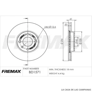 BD1571 DISCO DE FRENO DELANTERO