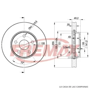 BD2047 DISCO DE FRENO DELANTERO