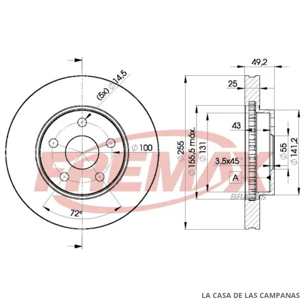 BD2047 DISCO DE FRENO DELANTERO