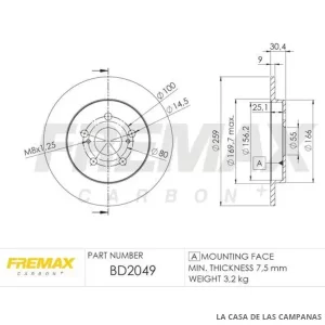 BD2049 DISCO DE FRENO TRASERO