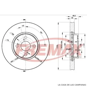 BD2080 DISCO DE FRENO DELANTERO