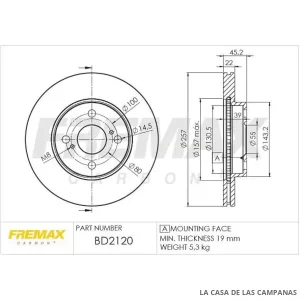 BD2120 DISCO DE FRENO DELANTERO