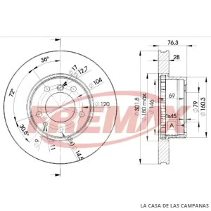 BD2215 DISCO DE FRENO DELANTERO
