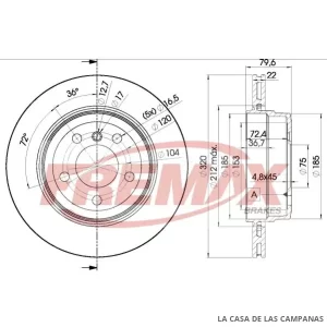 BD2218 DISCO DE FRENO TRASERO