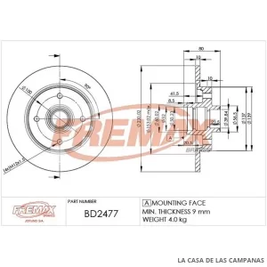 BD2477 DISCO DE FRENO TRASERO