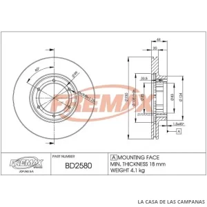 BD2580 DISCO DE FRENO DELANTERO