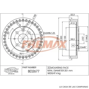 BD2677 CAMPANA DE FRENO TRASERO