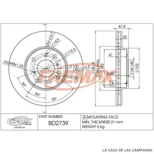 BD2739 DISCO DE FRENO DELANTERO