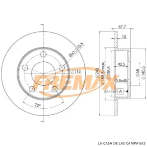 BD2746 DISCO DE FRENO TRASERO