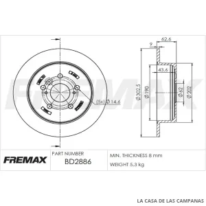 BD2886 DISCO DE FRENO TRASERO