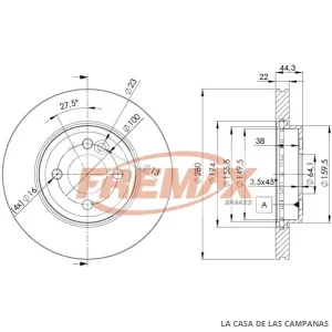 BD2893 DISCO DE FRENO DELANTERO