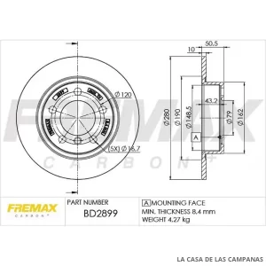 BD2899 DISCO DE FRENO DELANTERO