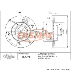 BD2911 DISCO DE FRENO DELANTERO