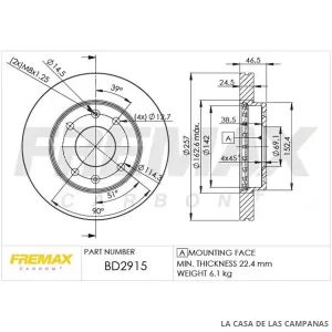 BD2915 DISCO DE FRENO DELANTERO