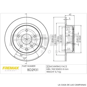 BD2931 DISCO DE FRENO TRASERO