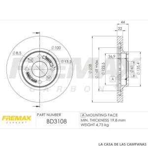 BD3108 DISCO DE FRENO VENTILADO DELANTERO