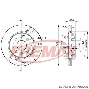 BD3253 DISCO DE FRENO DELANTERO