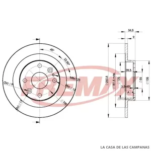 BD3257 DISCO DE FRENO TRASERO