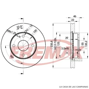 BD3265 DISCO DE FRENO DELANTERO