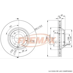 BD3324 DISCO DE FRENO DELANTERO