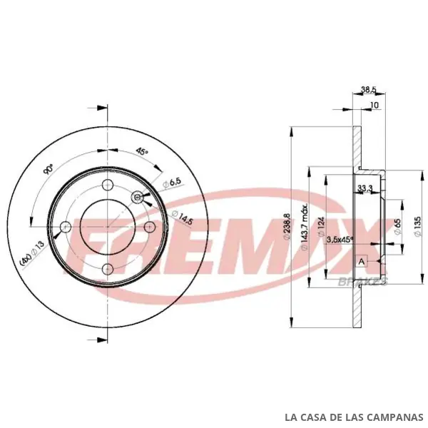 BD3325 DISCO DE FRENO DELANTERO