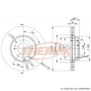 BD3327 DISCO DE FRENO DELANTERO