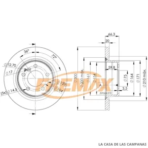 BD3406 DISCO DE FRENO TRASERO