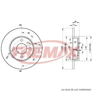 BD3465 DISCO DE FRENO TRASERO