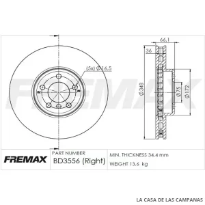 BD3556 DISCO DE FRENO DELANTERO