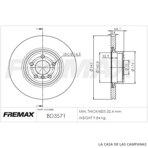 BD3571 DISCO DE FRENO TRASERO