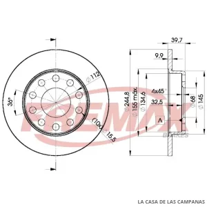 BD3637 DISCO DE FRENO TRASERO