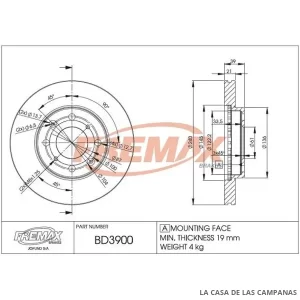 BD3900 DISCO DE FRENO DELANTERO